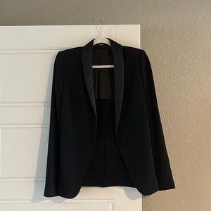 Theory black crepe and silk blazer, size 2.